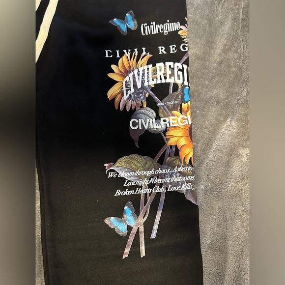 CivilRegime Black Sweatpants with Graphic Print New Size M - Picture 3 of 6